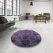 Round Mid-Century Modern Purple Oriental Rug in a Office, urb2280