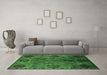 Machine Washable Oriental Green Industrial Area Rugs in a Living Room,, wshurb2280grn