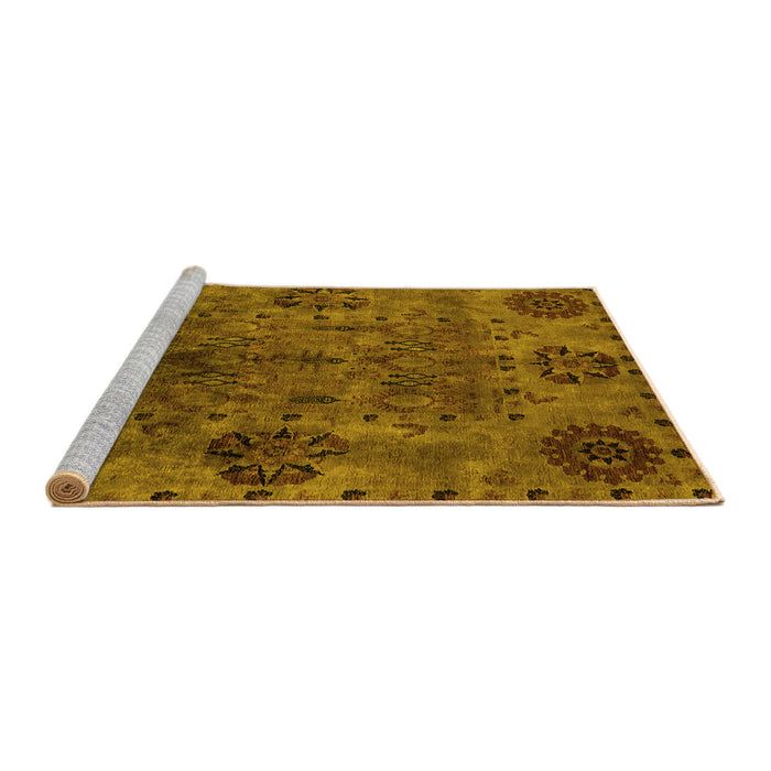 Sideview of Machine Washable Oriental Yellow Industrial Rug, wshurb2280yw