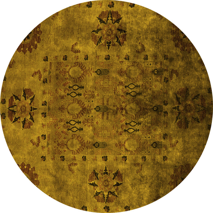 Round Oriental Yellow Industrial Rug, urb2280yw