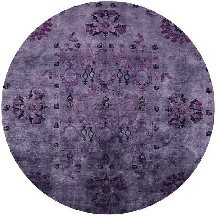 Round Mid-Century Modern Purple Oriental Rug, urb2280