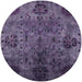 Round Mid-Century Modern Purple Oriental Rug, urb2280