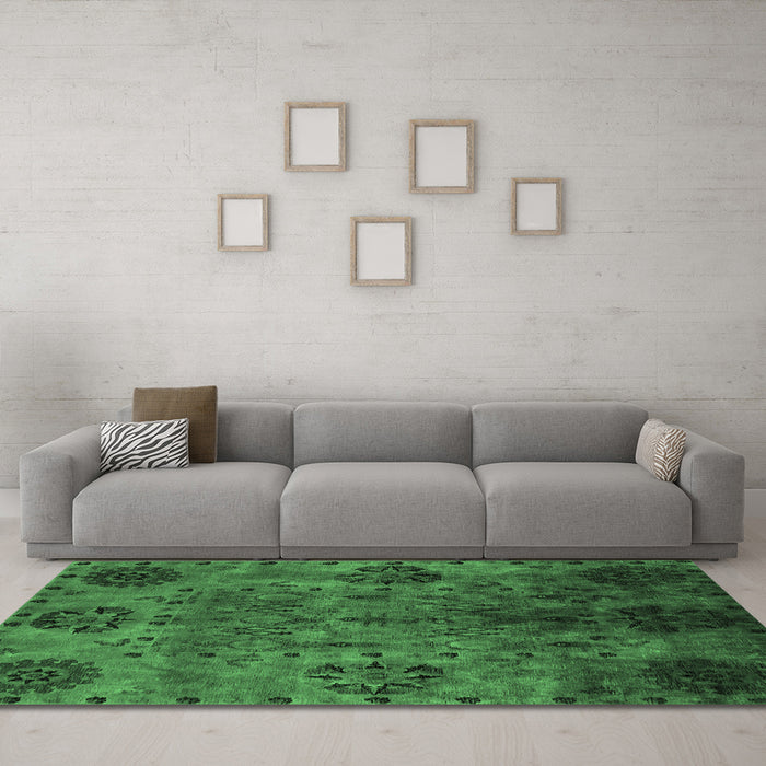 Machine Washable Oriental Emerald Green Industrial Area Rugs in a Living Room,, wshurb2280emgrn