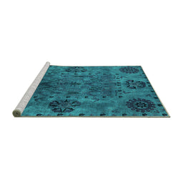 Sideview of Machine Washable Oriental Turquoise Industrial Area Rugs, wshurb2280turq