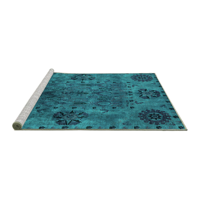 Sideview of Machine Washable Oriental Turquoise Industrial Area Rugs, wshurb2280turq