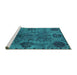 Sideview of Machine Washable Oriental Turquoise Industrial Area Rugs, wshurb2280turq