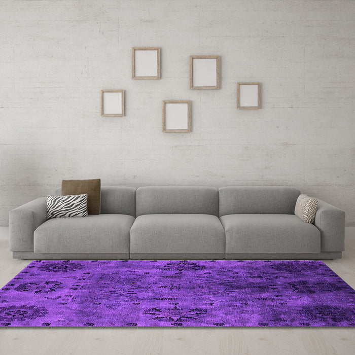 Machine Washable Oriental Purple Industrial Area Rugs in a Living Room, wshurb2280pur