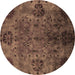 Round Oriental Brown Industrial Rug, urb2280brn