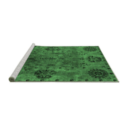 Sideview of Machine Washable Oriental Emerald Green Industrial Area Rugs, wshurb2280emgrn