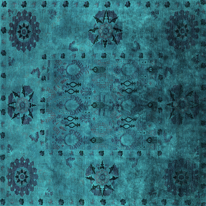 Square Oriental Turquoise Industrial Rug, urb2280turq