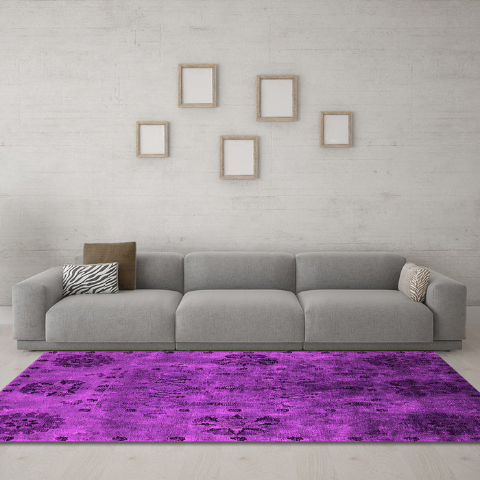 Machine Washable Oriental Pink Industrial Rug in a Living Room, wshurb2280pnk