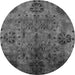 Round Oriental Gray Industrial Rug, urb2280gry