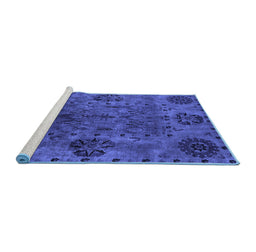 Sideview of Machine Washable Oriental Blue Industrial Rug, wshurb2280blu