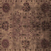 Square Machine Washable Oriental Brown Industrial Rug, wshurb2280brn