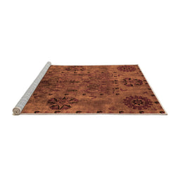 Sideview of Machine Washable Oriental Orange Industrial Area Rugs, wshurb2280org