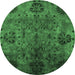 Round Oriental Emerald Green Industrial Rug, urb2280emgrn