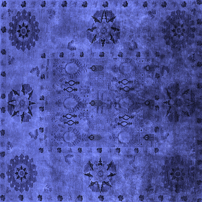 Square Machine Washable Oriental Blue Industrial Rug, wshurb2280blu