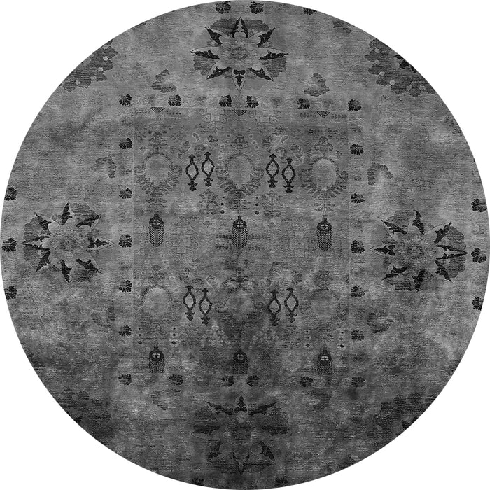 Round Machine Washable Oriental Gray Industrial Rug, wshurb2280gry