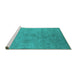 Sideview of Machine Washable Persian Turquoise Bohemian Area Rugs, wshurb2281turq