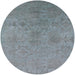 Round Mid-Century Modern Columbia Blue Persian Rug, urb2281