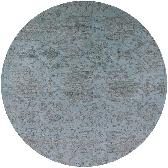 Round Machine Washable Industrial Modern Columbia Blue Rug, wshurb2281