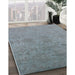 Mid-Century Modern Columbia Blue Persian Rug in Family Room, urb2281