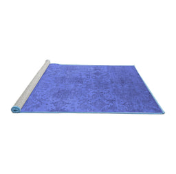 Sideview of Machine Washable Persian Blue Bohemian Rug, wshurb2281blu