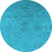 Round Persian Light Blue Bohemian Rug, urb2281lblu