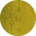 Round Persian Yellow Bohemian Rug, urb2281yw