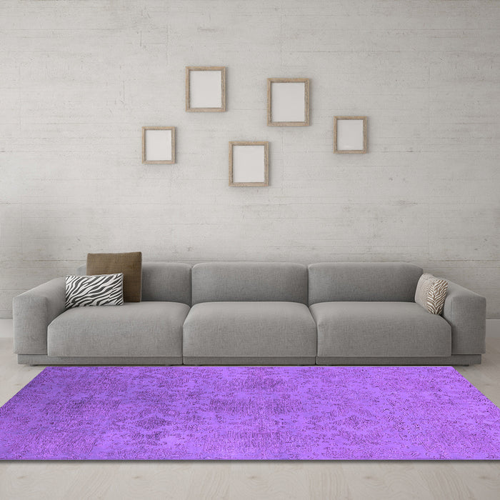 Machine Washable Persian Purple Bohemian Area Rugs in a Living Room, wshurb2281pur