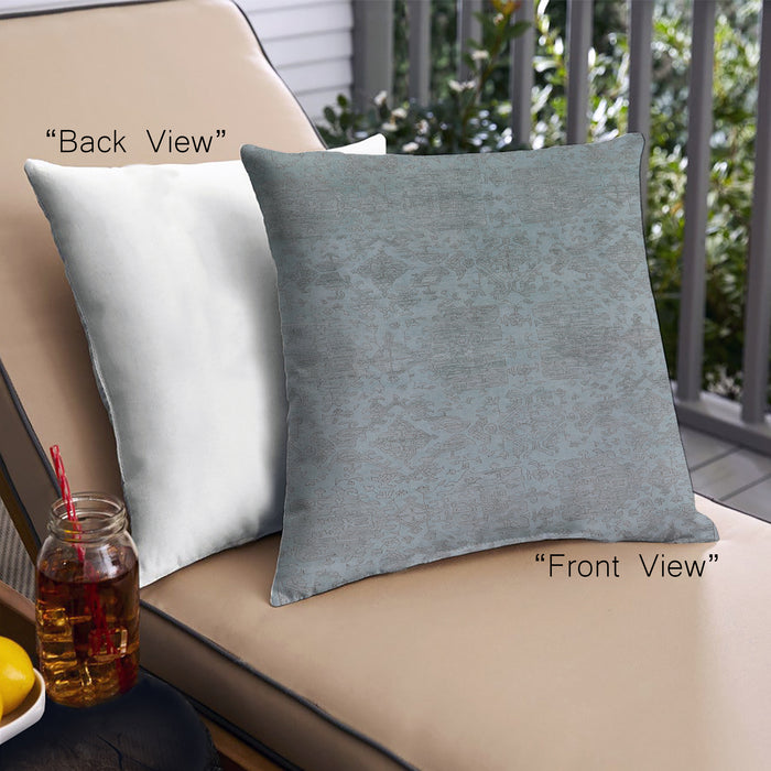 Front View of Mid-Century Modern Urban Square Columbia Blue Throw Pillow, 18 inch by 18 inch, pwurb2281