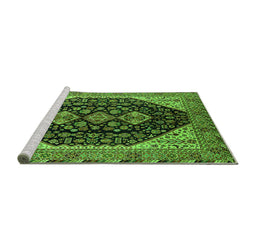 Sideview of Machine Washable Oriental Green Industrial Area Rugs, wshurb2282grn
