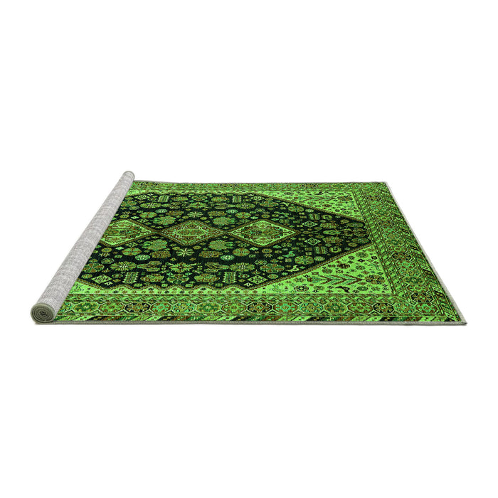 Sideview of Machine Washable Oriental Green Industrial Area Rugs, wshurb2282grn