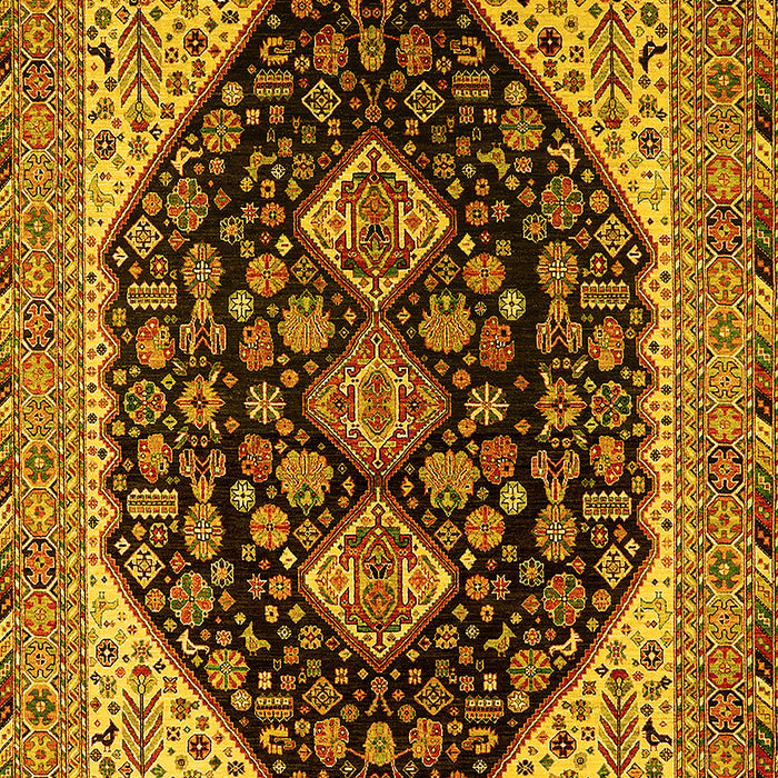 Machine Washable Oriental Yellow Industrial Rug, wshurb2282yw