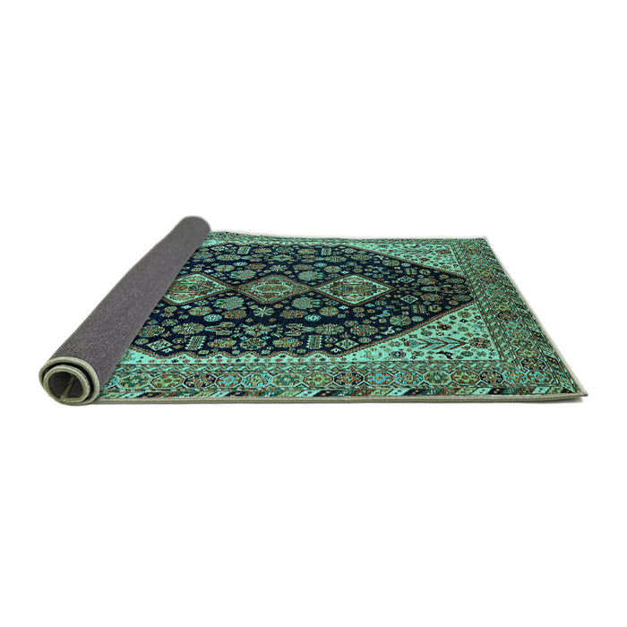 Sideview of Oriental Turquoise Industrial Rug, urb2282turq
