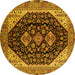 Round Oriental Yellow Industrial Rug, urb2282yw