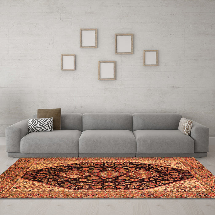 Machine Washable Oriental Orange Industrial Area Rugs in a Living Room, wshurb2282org
