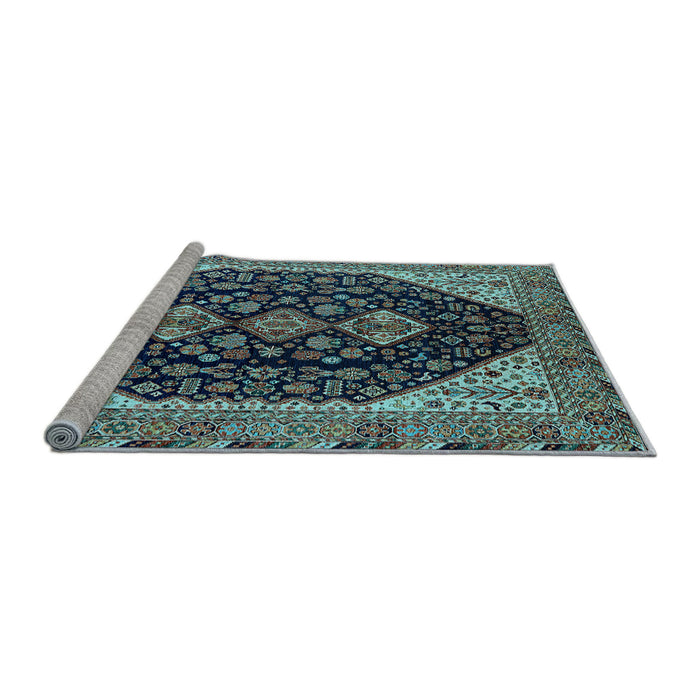 Sideview of Machine Washable Oriental Light Blue Industrial Rug, wshurb2282lblu