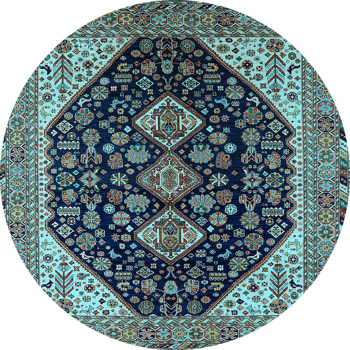 Round Oriental Light Blue Industrial Rug, urb2282lblu