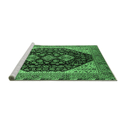 Sideview of Machine Washable Oriental Emerald Green Industrial Area Rugs, wshurb2282emgrn