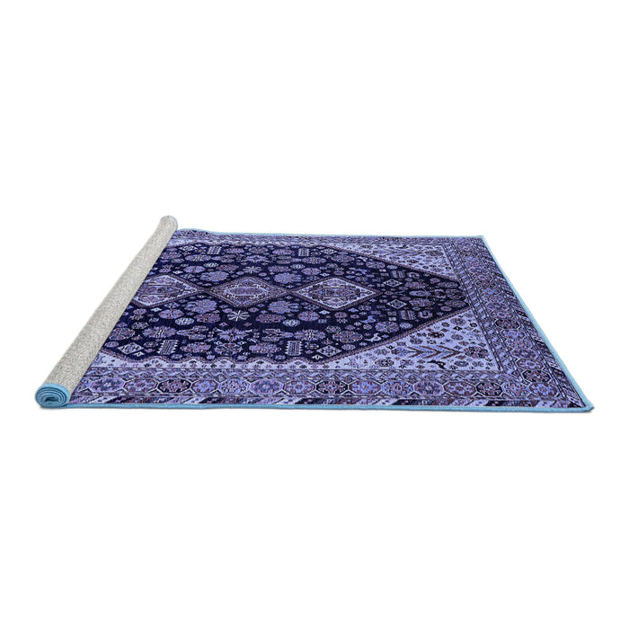 Sideview of Machine Washable Oriental Blue Industrial Rug, wshurb2282blu