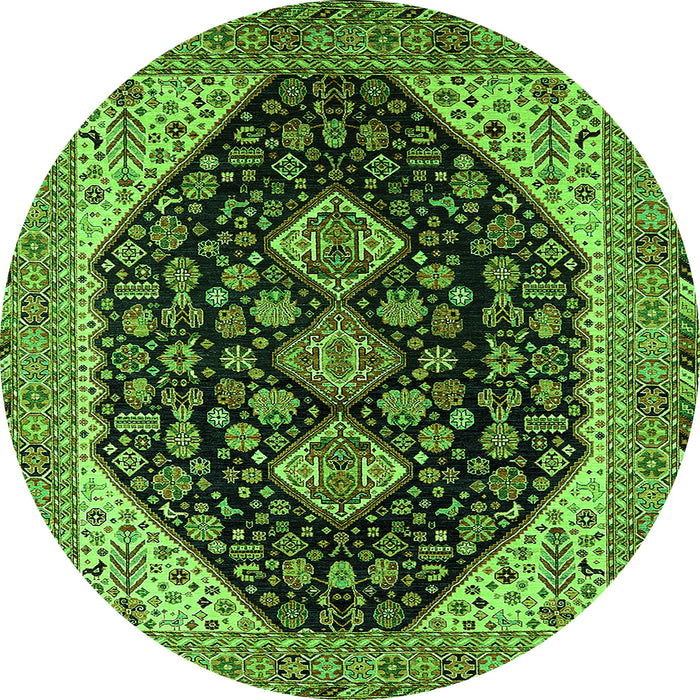 Round Oriental Green Industrial Rug, urb2282grn