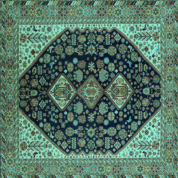 Square Oriental Turquoise Industrial Rug, urb2282turq