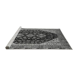 Sideview of Machine Washable Oriental Gray Industrial Rug, wshurb2282gry