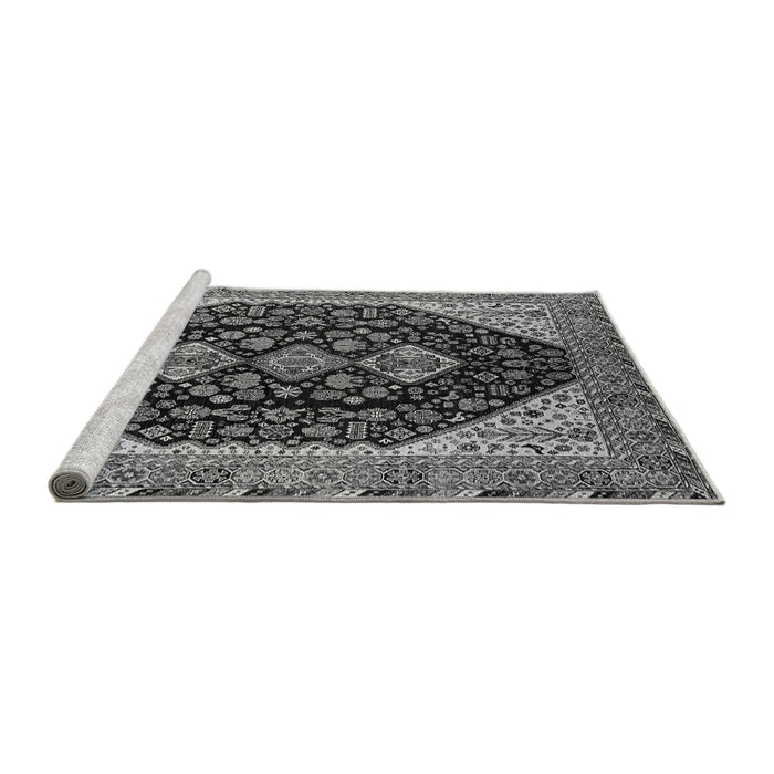 Sideview of Machine Washable Oriental Gray Industrial Rug, wshurb2282gry
