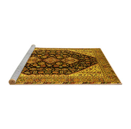 Sideview of Machine Washable Oriental Yellow Industrial Rug, wshurb2282yw