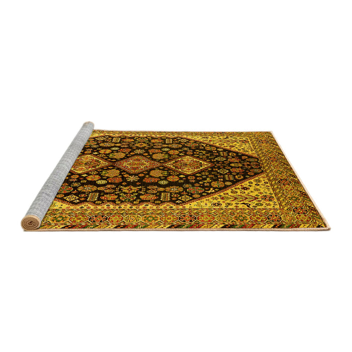 Sideview of Machine Washable Oriental Yellow Industrial Rug, wshurb2282yw
