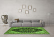 Machine Washable Oriental Green Industrial Area Rugs in a Living Room,, wshurb2282grn