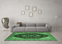 Machine Washable Oriental Emerald Green Industrial Rug, wshurb2282emgrn