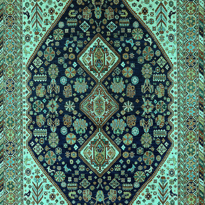 Machine Washable Oriental Turquoise Industrial Area Rugs, wshurb2282turq